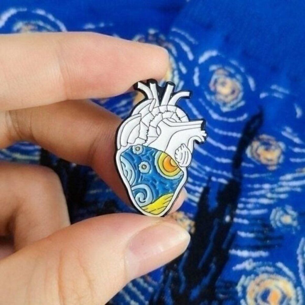 3/$20 Van Gogh Heart Enamel Pin